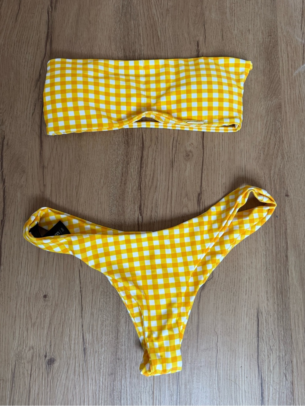 Blackbough Yellow Gingham Bandeau Bikini Set (never worn)